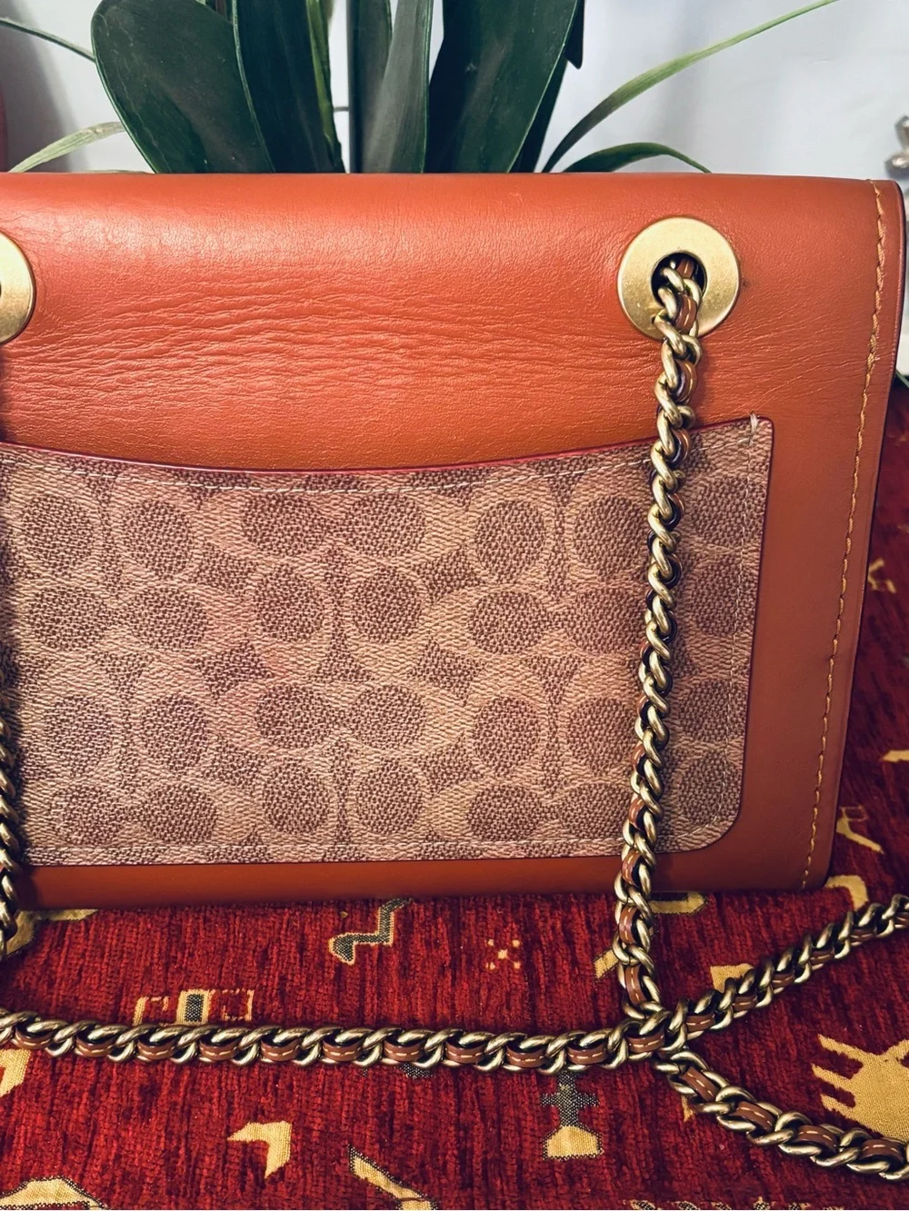 Coach Signature Canvas and Leather Crossbody in Cognac/Tan
